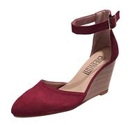 Sandals Women's Summer Solid with Pointed Wedge Heel Thick Lower Buckle Hallux Shoes Women, Orthopaedic Toe Separator Sandals Women's Summer Flip Flops with Foot Bed Slippers, Wine Red, 8 UK