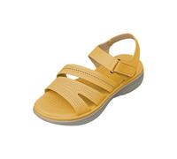 Sandals Women's Summer Sports Sandals Slope Bottom Roman Trekking Sandals Mesh Breathable Wedge Heel Sandals Wide Fit Comfortable Sandals with Adjustable Buckle Strap, yellow, 5 UK