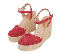 Sandals Women's Summer Wedge Sandals Hollow Sandals Breathable Leisure Sandals Wedge Heel Slides Comfortable Lightweight Summer Shoes with Ankle Strap Outdoor Sandals for Holidays and Beach, Wine Red