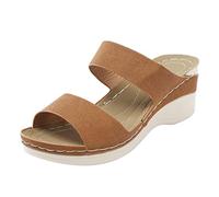 Sandals Women's Summer Wide Bohemian Style Platform Wedge People Possible Look Printed Sole, Women's Comfortable Summer Shoes for Outdoor, Holiday, Leisure & Everyday, Boho Sandals, 01 Brown, 5 UK