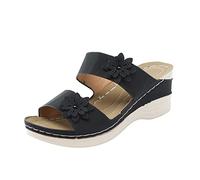 Sandals Women's Summer Wide Bohemian Style Platform Wedge People Possible Look Printed Sole, Women's Comfortable Summer Shoes for Outdoor, Holiday, Leisure & Everyday, Boho Sandals, black, 5 UK