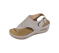 Sandals Women's Wedge Heel Red Platform Sandals Women's Summer Simple Casual Sandals Toe Separator Comfortable Sandals Stable Classic Sandals for Beach Travel Toe Separator Sandals, Light Ashy, 9 UK