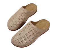 Sandals Women's Wedge Heel Slingback Summer Wide Feet Round Toe Comfortable Wedge Mules Closed Toe Non-Slip Simple Beach Sandals, beige, 37 EU 3X-Schmal