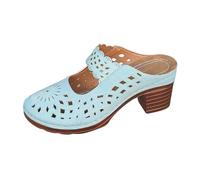 Sandals Womens Wedge,Hollow Out Sandals With Low Heel Soft Sole Closed Toe Summer Casual Shoes