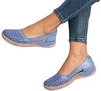 Sandals Womens Wedge Summer Ladies Leather Sandal Closed Toe Platform Shoes Faux Leather Round Toe Casual Rome Leisure Beach Sandals,Blue,41