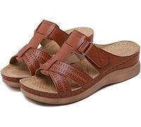 Sandals Womens Wedge Summer Ladies Leather Sandal Closed Toe Platform Shoes Faux Leather Round Toe Casual Rome Leisure Beach Sandals,Blue,41