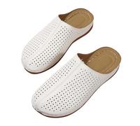 Sandals Women's White Plain Sandals with Heel Platform Simple Beach Sandals Slip-On Summer Sandals Breathable Slippers Waterproof Elegant Sandals for Travel Holiday Slip-On Shoes, White, 5 UK