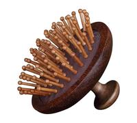 Sandalwood Air Cushion Comb, Round Meridian Air Bag Comb, Portable Hair Massage Comb, Hair Styling Brush with Handle for Women Relax Point Massager