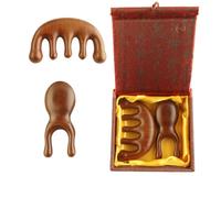 Sandalwood Comb, Handmade Wooden Massage Comb for Head Neck Shoulder Meridian Therapy, Portable Gifts for Women Mother's Day Birthday (2-Piece Set)