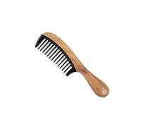Sandalwood Horn Hair Comb with Handle, Anti-static Massage | Yh3-1a-c Model, Khaki Finish, for Long Hair Grooming and After-shower Detangling, Hairdressers and Barbers