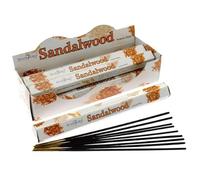 Sandalwood Incense Sticks - 6 Packs (120 Sticks Total) with JRose Burner - Warm, Woody & Calming Aroma - Perfect for Meditation, Yoga, Relaxation, and Home Fragrance
