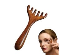 Sandalwood Massage Comb, Frog/Deer Antler Meridian Comb, Handmade Natural Wood Head Massager, Guashas Therapys Head Scratcher Anti-static Scalp Massager, Manual Eye Protector, for Stress Relief