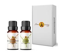 Sandalwood & Oud Fragrance Oil Set 2 x 10ml | Diffuser for Home, Candle Making, soap, Wax Melts, Massage, Perfume, Aromatherapy Gift Box | Vegan | Made in UK