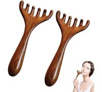 Sandalwood Scalp Massager, 2 Packs Deer Antler Massage Comb, Six-Claw Meridian Massage Comb, Wooden Scalp Massager, Claw Handheld Massages Manual Tool, Head Tools
