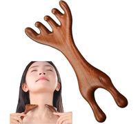 Sandalwood Scalp Massager, Five Touch Therapy Comb Massage, Handmade Golden Sandalwood Massage Claws, Guas Sha Tools for Head Face Eye Nose Jaw and Neck (1 Pcs)