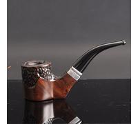 Sandalwood Tobacco Pipe, Detachable, compatible with 9mm Activated Carbon Filter, Elegant Rustic Design (G)