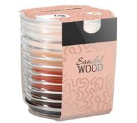(Sandalwood ) Tri-Colour Scented Candle In Ribbed Glass Jar