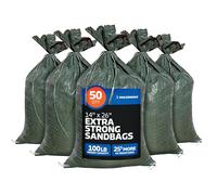 Sandbaggy - Heavy Duty Empty Sandbags For Flooding (14" X 26") - Poly Sand Bags - Flood Barrier, Weight, Construction, Earth Bag Homes - Reusable, UV Resistant - Tie Strings Attached (50 Bags)