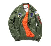 sandbank Men’s Bomber Waterproof Jacket Patches Coat Flight Windproof Windbreaker (Chest:46.4” UK M =Asian tag 2XL, Green. Thick Style)