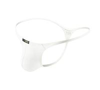 sandbank Men’s Single Pack Brief Ice Silk Sexy Low Rise Body Building Thongs G-strings Bikini Underwear White Single Pair UK M(Tag L)