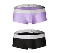 sandbank Men Underwear Sexy Boxer Briefs Smooth Breathable Underpants Nylon Pouch 2 Pack-mix Color # 1 UK S(Tag L)