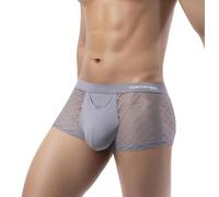 sandbank Men's See Through Underpants Sexy Lingerie Mesh Transparent Boxer Briefs Underwear Panties