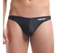 sandbank Men's Sexy Low Rise Mesh Thong Swim Briefs Drawstring Bikini Sport Swimsuit, Black #1, Large