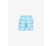 Sandbanks Mens Crystal Blue Relaxed-fit Graphic-pattern Recycled-polyester Swim Shorts L