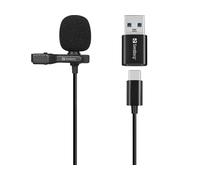 Sandberg 126-40 Streamer USB Clip Lavalier Microphone, Omnidirectional, 3m Cable