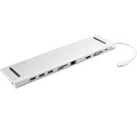 Sandberg USB-C 10-in-1 Docking Station | USB-C Hub to 3x USB-A 1x USB-C HDMI VGA Ethernet Audio Memory Card Slot 1x USB-C (PD 100W) | Laptop Stand | Powered with USB-C | Multiport Adapter for Laptop