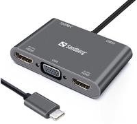 Sandberg USB-C Dock 2xHDMI+1xVGA+USB+PD