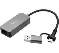 Sandberg 136-68 USB-C/A 2.5 GbE RJ45 Adapter - Ethernet 2500Mbps Grey