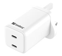 Sandberg 441-62 AC Charger - Dual USB-C PD65W UK Fast Charger