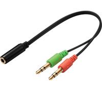 Sandberg Headset Converter (Mobile) to PC - 3.5mm Female to 2 x 3.5mm Male Mic & Headphone Adapter, Black (508-67)