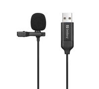 Sandberg Streamer USB Clip Microphone | Omnidirectional Lapel Lavalier Clip-On Microphone for Computer Laptop | USB-A | Plug & Play | For Streaming Online Meetings Gaming Video Recording Streaming
