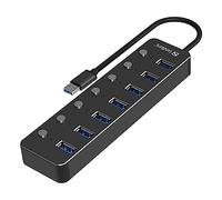 Sandberg USB 3.0 Hub 7 Ports | 7 Data Ports | Individual Power Switches | Plug & Play | USB Adapter Multiport | Fast Data Transfer | USB 3.0 Extension Hub for PC, Laptop, Computer, Tablet, & MacBook