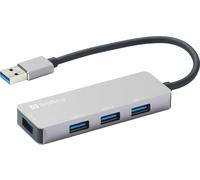 Sandberg External 4-Port Usb 3.0 Pocket Hub Aluminium Usb Powered 5 Year Warrant