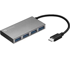 Sandberg USB-C to 4x USB 3.0 Pocket Hub | USB Hub with 4 Data Ports | Plug & Play | USB-C Adapter Multiport | USB C Splitter | Fast Data Transfer | USB 3.0 Extension Hub for PC Laptop MacBook