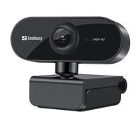 Sandberg 133-97 USB Flex FHD 2MP Webcam with Mic, 1080p, 30fps, Glass Lens, Auto Adjusting, 360° Rotatable, Clip-on/Desk Mount, 5 Year Warranty