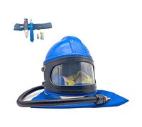 Sandblast Helmet Safe Air Feed Sandblast Helmet With Shoulder Protective Sand Blast Hood Protector For Sandblasting Equipped With A Sandblaster Thermostat, Universal Size For Women Men, Blue