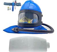 Sandblast Helmet Safe Air Feed Sandblast Helmet with Shoulder Protective Sand Blast Hood Protector for Sandblasting Equipped with A Sandblaster Thermostat 10 PCS Outer Lenses