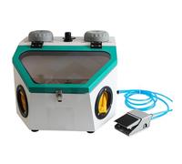 Sandblasting Cabinet with LED Light, Fine Sandblaster for Jewelry, Air Pressure Adjustable, Foot Switch, Ideal for Cleaning Surfaces of Workpieces, 2-Pen Design