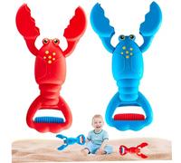 Sandbox Digger, 2PCS Safe Plastic Lobster Sand Digger, 13.4x7.1x2.4" Squeeze-and-Grab Beach Toys, Flexible Sand Toys for Kids Toddler Summer Pool