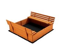 Sandbox Folding Lid 2 Bench Seats 156,7 x 156,6 x 55 cm Spruce Wood Fleece Floor Sandpit