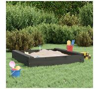 Sandbox Outdoor Grey Pine Solid Wood Square 111x111x20cm with Seats for 2x Kids