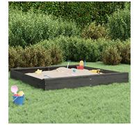 Sandbox Square Grey Pine 160x160x20cm Solid Pinewood Outdoor Kids Seats Play Pit