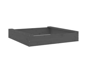 Sandbox with Seats Kids' Outdoor Sandpit Grey Square Solid Wood Pine vidaXL