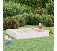 Sandbox with Seats White Square Solid Wood Pine