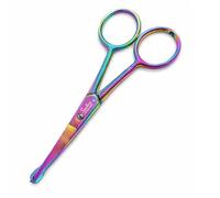 Sandbros Bull Nose Scissors 4.5" Curved Titanium (114.3mm) Safety Scissors Blunt End Ball Nose for Face Ear Dog Cat Grooming