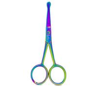 SANDBROS Pet Dog Grooming Probe Safety Scissors Blunt End Ball Nose Curved Face Ear Nose Moustache Stainless Steel 4.5 Inch